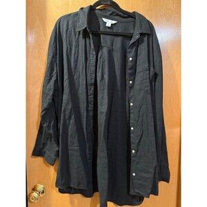 Old navy women’s plus 2X boyfriend shirt - black button down - long length